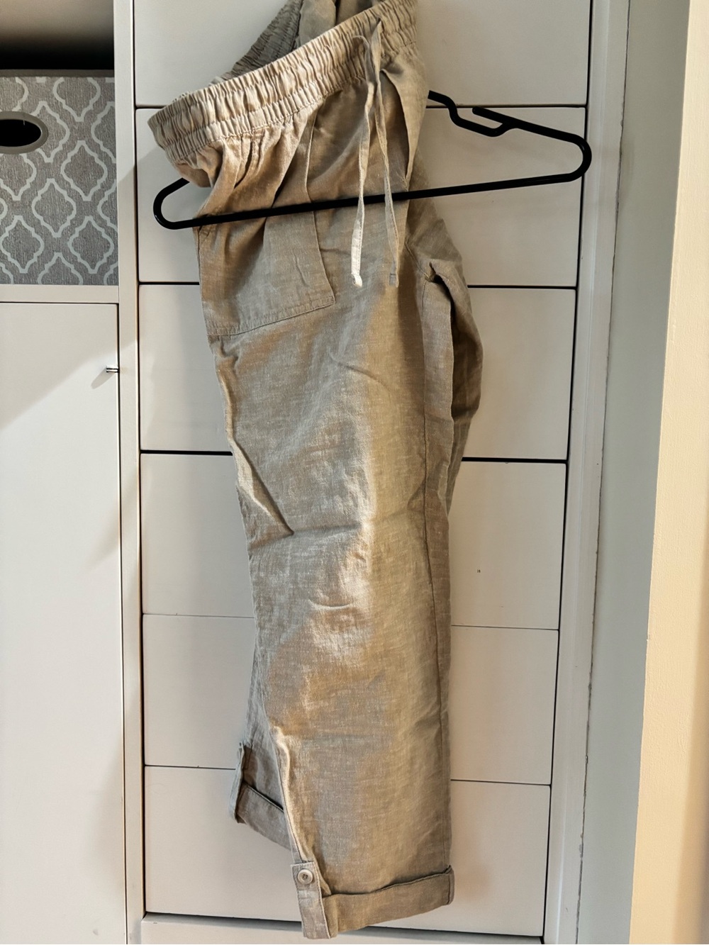 Joe Fresh Beige Linen-Blend Drawstring Trousers
